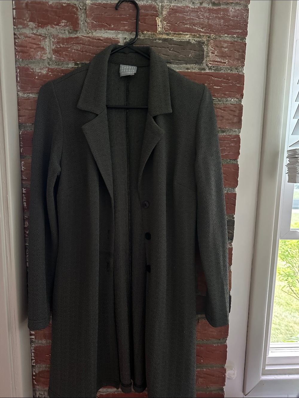 1990’s Vintage Rabbit Rabbit Rabbit Black/Grey Long Textured Blazer Knot Swingy